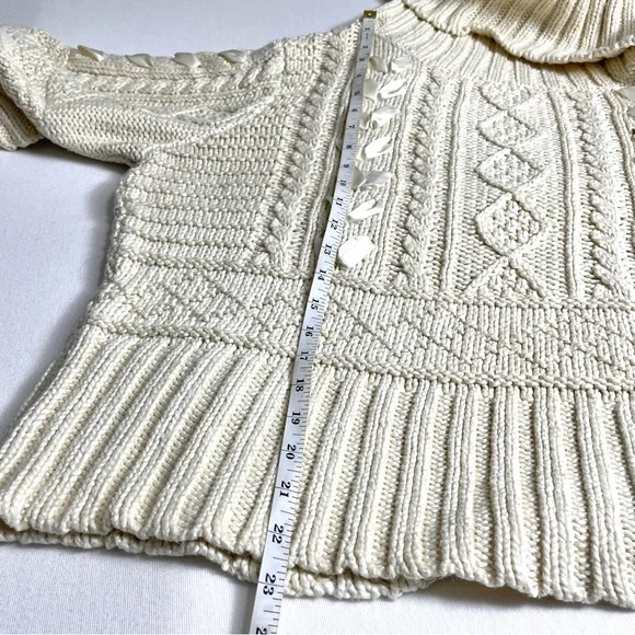 Ralph Lauren Chunky Cable Knit Fisherman Sweater Feminine Coquette XL - Picture 15 of 15